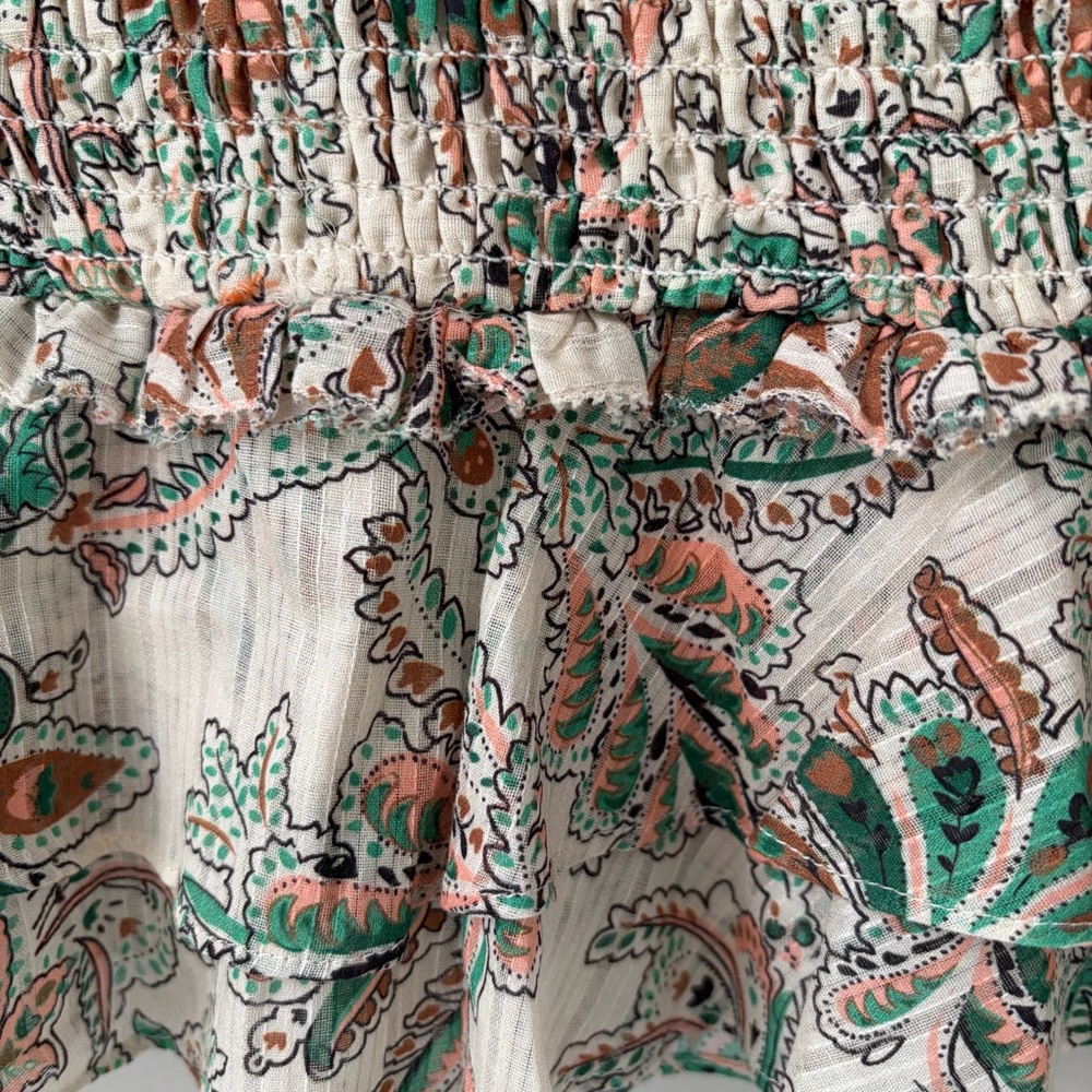 Veronica Beard Sz 10 Paisley Smocked  Melodie Mini Skirt 100% Cotton Ruffles - Picture 6 of 8